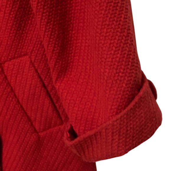 Retro Double Breasted Womens Big Button Jacket Coat M Red Bold Color Preppy Wool - Picture 4 of 11